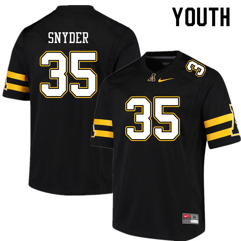 Youth #35 Gerry Snyder Appalachian State Mountaineers College Football Jerseys Sale-Black - Click Image to Close